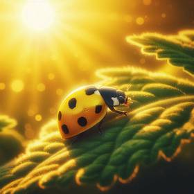 A yellow ladybug, a variation of the Asian Lady Beetle